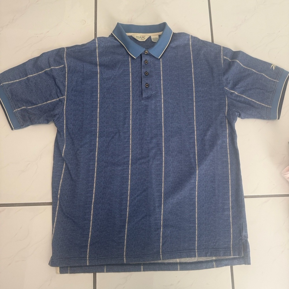 VTG 90's Reebok Golf Polo Shirt Men's XL Retro Geometric Abstract Striped